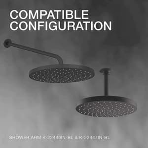 Kohler Awaken 254 mm Rain Head In Matte Black Finish, K-76465IN-BL