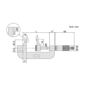 Insize 0 - 25 mm Caliper Type Micrometer, 3238-25