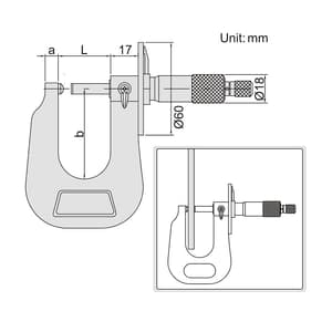 Insize 0 - 15 mm Sheet Metal Micrometer, 33263-15A