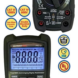 Metravi 6000 Counts / 1000 V AC / DC Digital TRMS Multimeter with VFD, PRO 27