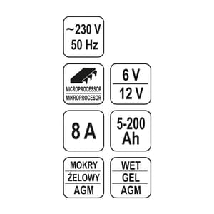 Yato 6 V/ 12 V Digital Battery Charger, YT-8301