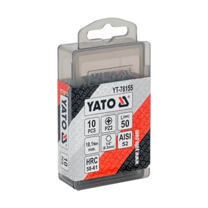 Yato PZ2 x 50 mm Length Pozidriv Screwdriver Bits (Pack of 10 Pcs), YT-78155