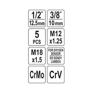 Yato 5 Pcs Oxygen Sensor Socket & Thread Chaser Set, YT-17510