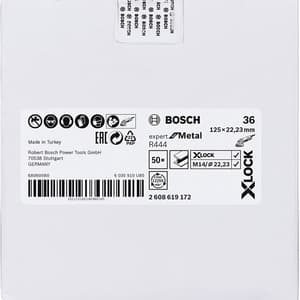 Bosch 125 mm / 36 Grit X-LOCK Fibre Sanding Discs R444 Expert For Metal (Pack of 50 Pcs), 2 608 619 172
