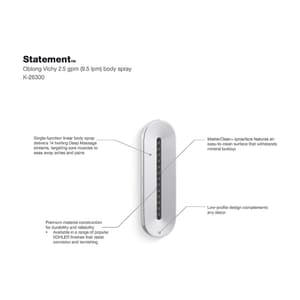 Kohler Statement Oblong Vichy Water Tile / Body Shower In Polished Chrome Finish, K-26300IN-CP