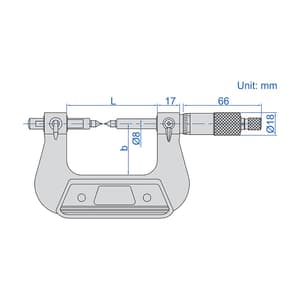 Insize 0 - 25 mm Gear Tooth Micrometer (Without Tips), 3291-25