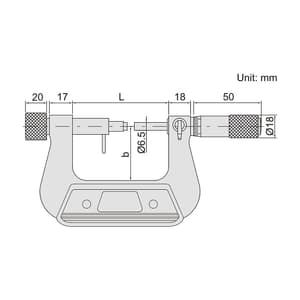 Insize 25 - 50 mm Indicating Micrometer without Indicator, 3331-50A