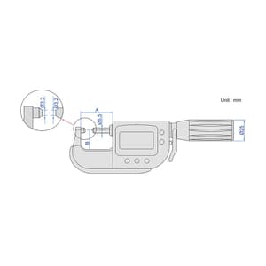 Insize 0 - 25 mm High Precision Digital Micrometer with Data Interface, 3359-25