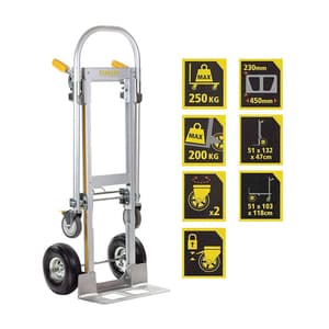 Stanley 250 Kg Load Capacity 2 in 1 Aluminium Multi Truck (Hand Truck), SXWT-MT515