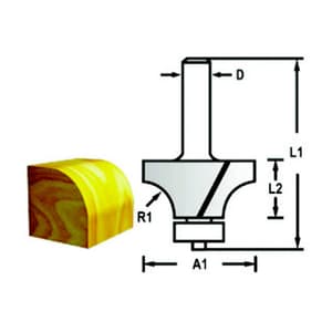 Makita 8.00 mm Router Bit (Roundover Bit - With Bearing), D-48343