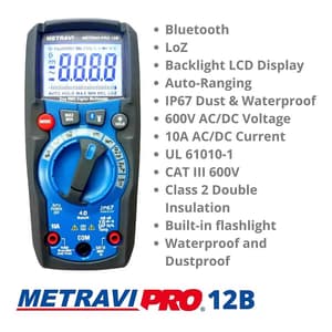 Metravi 4000 Counts / 600V Next-Gen Compact Digital TRMS Multimeter, Pro-12B