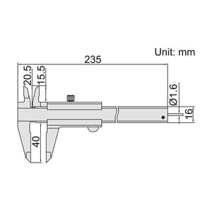 Insize 150 mm / 6 inch Vernier Caliper with Round Depth Bar, 1202-150