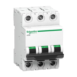 Schneider Electric 6 Amp AC Miniature Circuit Breakers - xC60 (3 Pole & B Curve), A9N3P06B