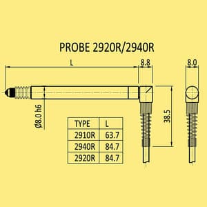 Baker 4.5 mm Half - Bridge Type Electronic Axial Probe With Right Angle Cap, 2940 R