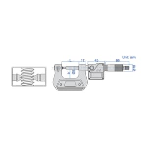 Insize 0 - 25 mm Digital Screw Thread Micrometer with Measuring Tips, 3581-S25
