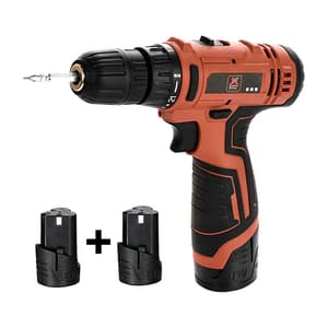 JK Super Drive 12V / 1.5 Ah / 10mm Cordless Drill Driver With 2 Batteries & Charger, JKCD10, 9005081