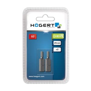 Hogert 25 mm (Length) x 3 mm Hex Screwdriver Bits (Pack of 2 Pcs), HT1S343