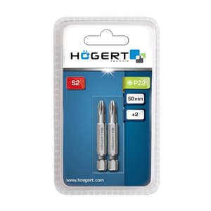 Hogert PZ2 x 50 mm Length Pozidriv Screwdriver Bits (Pack of 2 Pcs), HT1S319