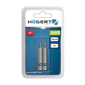Hogert PH2 x 50 mm Length Phillips Screwdriver Bits (Pack of 2 Pcs), HT1S311