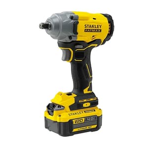Stanley 20V / 4.0 Ah Li-ion Cordless Brushless Impact Wrench With 2 Batteries & Charger (FATMAX), SBW920M2K