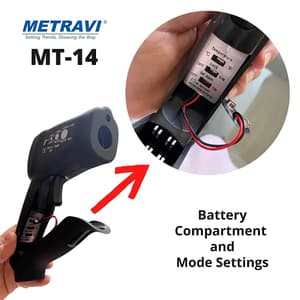 Metravi 4 Digits 1300°C Temperature Range Non-contact cum Contact Infrared Thermometer, MT-14