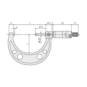 Mitutoyo 0 - 25 mm Outside Micrometer (Economy Design), 103-129