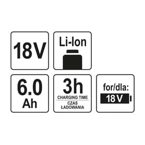 Yato 18V / 6.0 Ah  Li-ion Battery, YT-82845