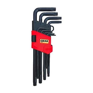 Ozar 9 Pcs (T10 - T50 mm) Long Torx Allen Keys Set, Black Finish, AKT-9160