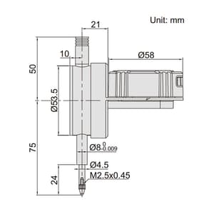 Insize 12.7 mm / 0.5 inch Back Plunger Type Digital Indicator, 2118-10