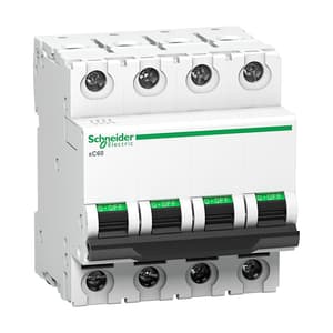 Schneider Electric 63 Amp AC Miniature Circuit Breakers - xC60 (4 Pole & C Curve), A9N4P63C