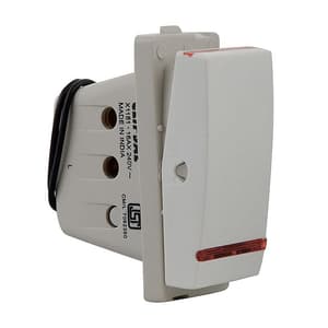 Schneider Electric Opale 16 Amp 1 Way Switch With Indicator Lamp - White (Pack of 20 Pcs), X1181WH
