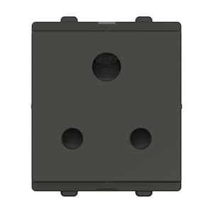 Schneider Electric Opale 6 Amp 3 Pin Socket Outlet With Shutter - Coke Grey (Pack of 10 Pcs), AAXY2005NS