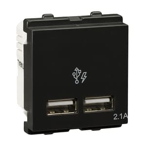 Schneider Electric Opale 2.1 Amp 2 Module USB Charger - Coke Grey (Pack of 15 Pcs), AAKY7003