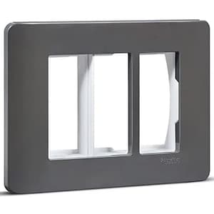 Schneider Electric Zencelo 3 M Grid & 3 Module Cover Frame - Dark Grey (Pack of 10 Pcs), IN8403C(BZ)