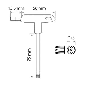 Hogert T15 T-Handle Long Torx Allen Keys, HT1W870