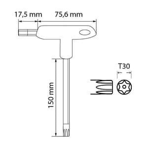 Hogert T30 T-Handle Long Torx Allen Keys, HT1W874