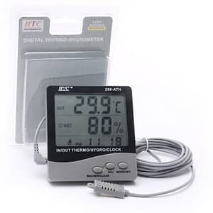 HTC -50°C to 70°C Indoor - Outdoor Hygro Thermometer with Clock & Large 3 Line LCD Display, 288-ATH