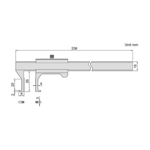 Insize 150 mm / 6 inch Inside Groove Vernier Caliper, 1262-50 A