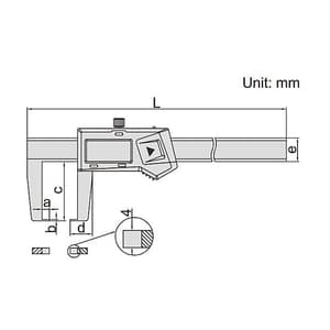 Insize 150 mm / 6 inch Digital Outside Neck Type Caliper, 1187-150 A