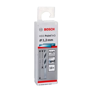 Bosch 1.20 mm HSS Metal Drill Bits PointTeQ Range (Pack of 10 Pcs), 2 608 577 180