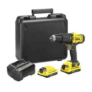 Stanley 20V / 1.5 Ah / 13 mm Cordless Brushed Hammer Drill With 2 Batteries & Charger (FATMAX), SCD711C2K