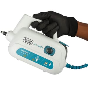 Black+Decker 1000-Watt SteaMitt Pro Handheld Steam Cleaner with 99.9% Germ Protection (White/Blue), FSH10SMP