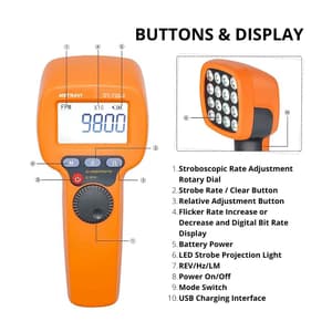 Metravi 60 - 99999 RPM LED Stroboscope, DT-720-2