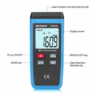 Metravi 10 - 99999 RPM Non-Contact Digital Tachometer, NCTM-500