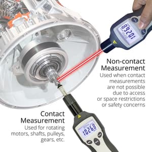 Metravi 2 - 20000 / 200000 RPM Digital Contact & Non-Contact Tachometer, NCTM-3000