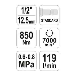Yato 1/2 inch Pneumatic Impact Wrench, YT-09525