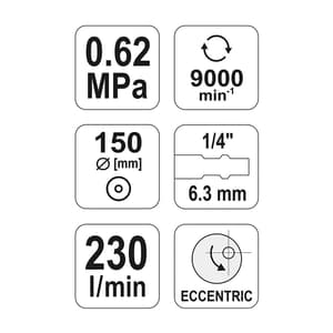 Yato 150 mm / 6 inch Dual Action Sander, YT-0967