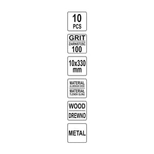 Yato 100 Grit / 10 x 330 mm Abrasive Sanding Belt (Pack Of 10 Pcs), YT-09745
