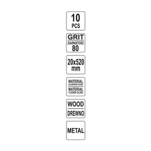 Yato 200 Grit / 20 x 520 mm Abrasive Sanding Belt (Pack Of 10 Pcs), YT-09748