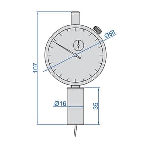 Insize 0 - 10 mm Dial Depth Gauge (16 mm Dia. Base), 2343-101